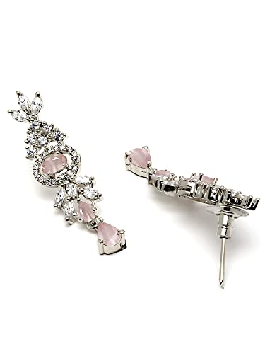 Image of Karatcart Silver Toned American Diamond Studded Jewellery Set for Women