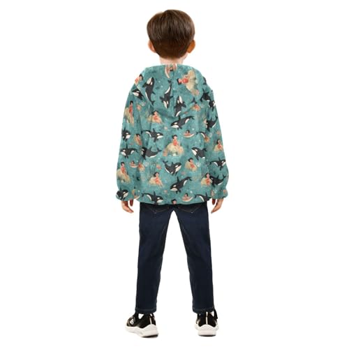 Orca Toddler Fleece Jacket Baby Boys Hooded Zipper Long Sleeve Thick Warm Outerwear 3-10 Years4