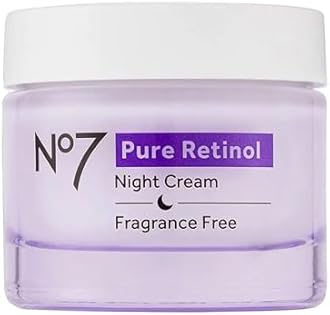 No7 Pure Retinol Night Cream - Collagen-Boosting Retinol Cream that Visibly Smoothes, Plumps & Firms Complexion - Dermatologist Approved & Fragrance-Free (1.69 Fl Oz)
