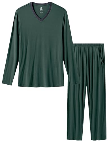 Image of JINSHI Men's Pajama Sets Soft Lightweight Sleepwear Nightwear with Pocket