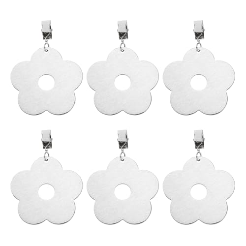 Poids de nappe acier inoxydable design fleur argenté 6cm