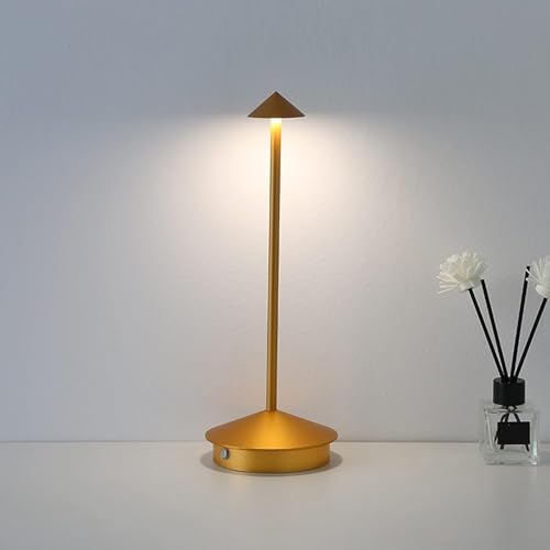GITGRNTH Small Cape Gold Table Lamp, 3 Colour Changing White, Warm, Natural White, 1800 mAh Battery Rechargeable Modern Decorative Desk Lamp,Touch Soft Warm Light for Home Decor, Bedroom, Living Room