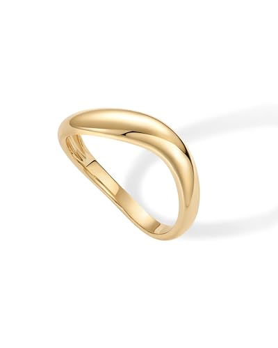 PAVOI 14K Gold Plated Wavy Stackable Ring for Women | Twisted Wave Band | Delicate Eternity Rings3