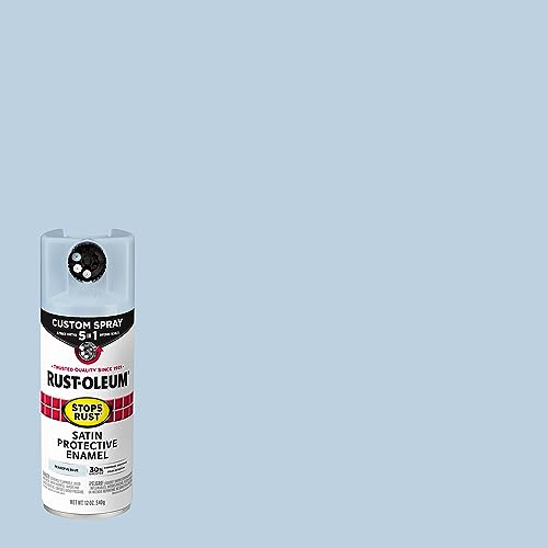 Image of Rust-Oleum Stops Rust Custom 5-in-1 Spray Paint, Satin Peaceful Blue | Rust Preventive Enamel, Multi Surface (Metal, Wood and More), Adjustable Dial for Better Control, Fast Dry, Comfort Tip