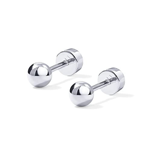 Image of PAVOI 14K Gold Plated Solid 925 Sterling Silver Posts Dainty Ball Stud Flatback Earrings for Women - Cartilage Helix Piercing Jewelry - Small Screwbacks Stud Earrings for Women