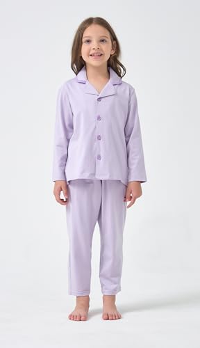 Kids Cotton Clothes Set,Button Down Top and Pants Long Sleeve Soft Comfortable Cloth Sets 3-12Years3