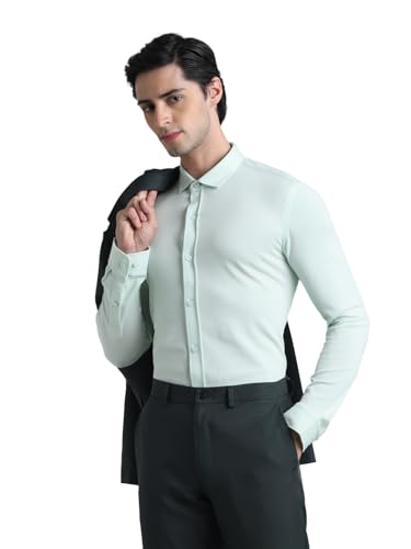 Image of Jack & Jones Men's Cotton Solid Slim Fit Spread-Collar Casual Shirt