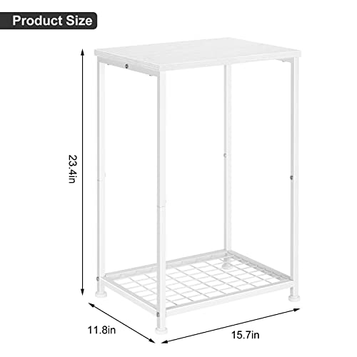 Domydevm Nightstand Set Of 2 White Side End Table With 2-Tier Storage Shelf Modern Small Bedside Table Record Player Stand For Bedroom, Living Room #TOP2