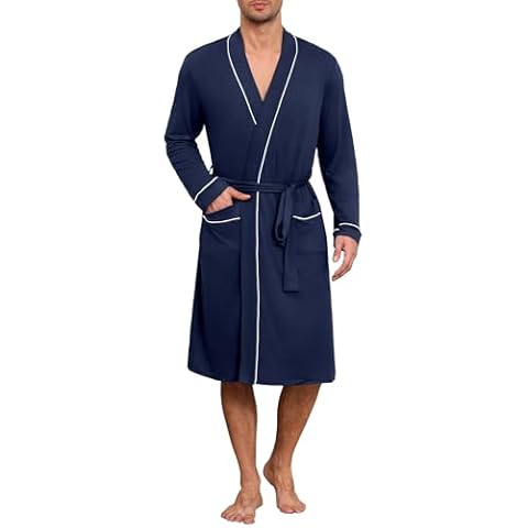 Ekouaer Men's Lightweight Knit Bathrobe Cover