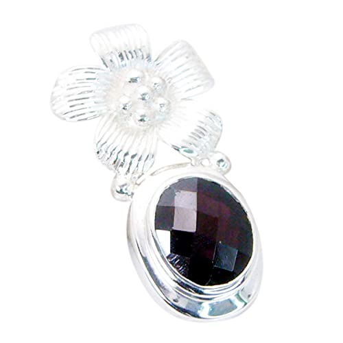 Pendentif en argent 925 et grenat rouge ovale serti clos de style antique