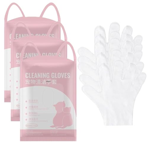 Dog Cleaning Gloves, Pet Hair Remover Gloves, Cats Cleaning Gloves for Daily Care and Traveling, Pet Disposable Cleansing Wipes SPA Cleaning Gloves