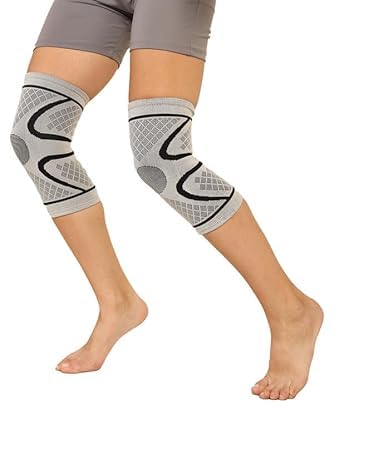 Compression Knee Sleeve with 4-Way Stretch, Anatomical Design, Premium Knit Technology, Grey (M)-image-5