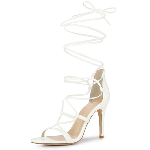 Allegra K Women's Strappy Straps Lace Up Stiletto Heel Sandals