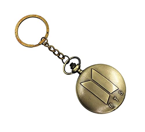 Image of AUGEN Premium Pocket Watch Metal Keychain BTS-1 Retro Vintage for Gifting With Key Ring Anti-Rust (Pack Of 1)