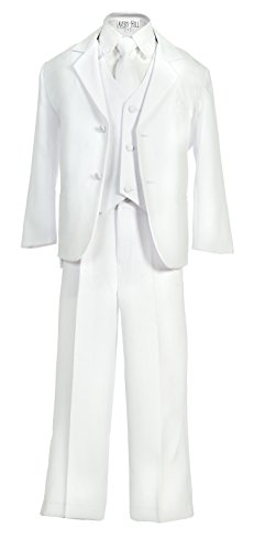 Avery Hill Boys Formal 5 Piece Suit with Shirt and Vest WH 8 White