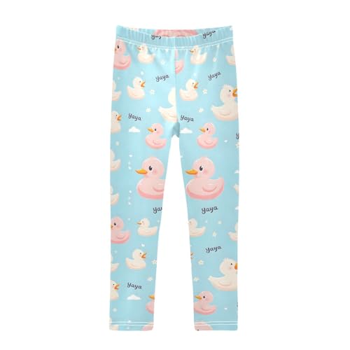 ALAZA Girls' Leggings Children's Yoga Pants Skinny Printed Dance Lovely Duck Comfortable 4T