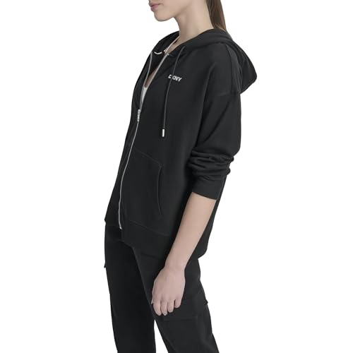 DKNY Women's Mini Stud Logo Full Zip Hoodie Sweatshirt3