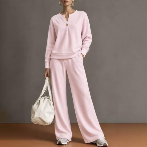 Funnyrap Two Piece Lounge Sets for Women Fall Matching Clothing Pink Small - image 6