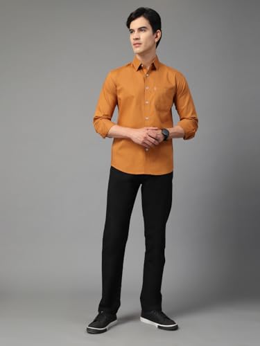Image of Majestic Man Solid Cotton Casual Shirt - Slim Fit, Full Sleeves, Premium Button Closure