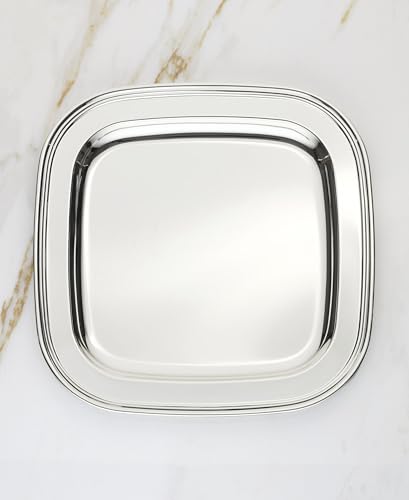 Image of Reed & Barton Serving Tray, Derby Silverplate Square Decorative Tray, 11-in Silverplated, Handwash, Jewelry Dish Coffee Table Decor Centerpeices for Tables, Serving Platter (Silver, 1 Piece, 11x11 in)