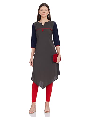 Image of Women's Crepe a-line Kurta (ALC4024 Grey x-Small)