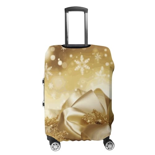 Gold Silk Christmas Printed Luggage Cover Protector, Fits 18-32 Inch Luggage4