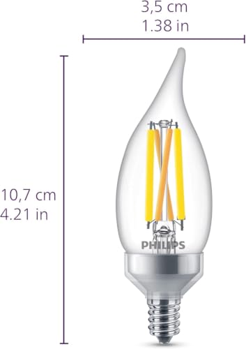 Image of PHILIPS LED 40W BA11 E12 Base 3-Pack Ultra Definition Soft White (2700K) 300 Lumen (3.5W = 40W) Dimmable Frosted Flicker-Free Candelabra Light Bulbs