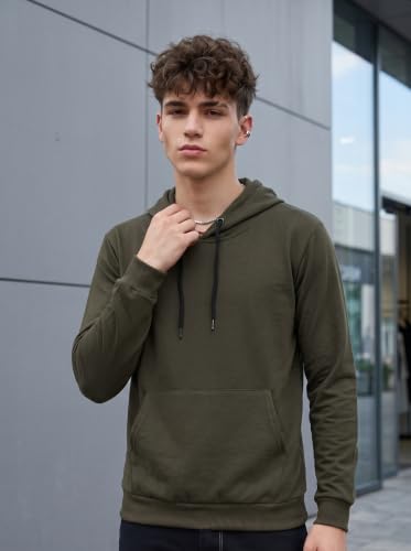 Image of HOODMASTER Unisex Fleece Hoodie Sweatshirt with Pockets Full Sleeves Regular Fit Solid Pattern Hooded Neck and Standard Length | Hoodies for Men & Women