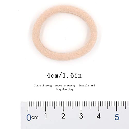 HOYOLS Soft & Stretch 1.6 Inch Elastic Hair Ties Large Nylon Fabric Ponytail Holder Bands for Thick Heavy Curly Hair, No Slip No Damage Seamless Scrunchies Headbands 50 Pcs (Light Blonde) - Image 3