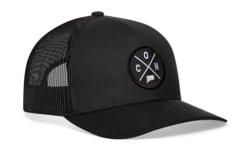 Image of HAKA State City Trucker Hat for Men & Women, Adjustable Baseball Hat, Mesh Snapback, Sturdy Outdoor Black Golf Hat