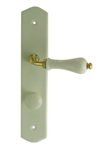 DT 2000 550142 Demi poignée de porte sur plaque poire porcelaine Blanc sur laiton poli condamnation