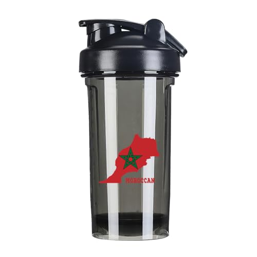 Moroccan Map Flag 18 Ounce Shaker Cup,Fashion Theme Pattern Shaker Bottle Leak-proof Workout Shake Bottles 500ML/18 oz Perfect for Pre Workout