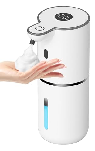 Youker Automatic Soap Dispenser 6-Level Adjustable Touchless Foaming Soap Dispenser with Digital Display, Wall Mount Foaming Soap Dispenser 380ml Waterproof Hand Soap Dispenser for Bathroom Kitchen