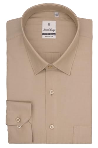 Image of 7-DAYS Men's Plain Full Sleeve 100% Pure Cotton Formal Shirt - Solid Regular Fit, Ideal for Business, Work, and Suits