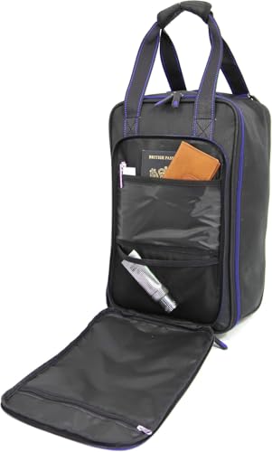 Ryanair Carry On Bag | Cabin Bag 40x20x25 | Cabin Max Suitcase Wheeled | Underseat Cabin Bag with Telescopic Pull Along Handle | Carry on Luggage for Men and Women | Travel Bag (Black & Blue)