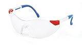 Sellstrom 70301 Dyno-Mites Safety Glasses with Adjustable Temples, Child Size, Clear Lens, Red/White/Blue Frame
