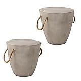 SUNBURY Outdoor Side Table Set of 2, 2 Piece Concrete Side Table Outdoor End Table, 17' H Small Side Table End Table Grey Accent Table for Patio Garden Living Room