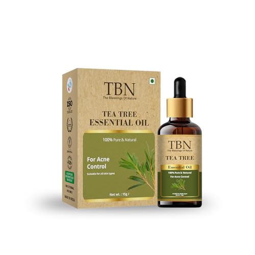 Image of TBN 100% Pure and Natural Tea Tree Essential Oil for Skin, Hair, Face, Acne Care | Premium Therapeutic Grade Tea Tree Oil for Aromatherapy, Stress relief - 15ML