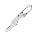 Mini Folding Utility Tool Keychain with Carabiner Clip, Black, Metal, Compact Everyday Carry for Package Opening and Outdoor Use gallery image