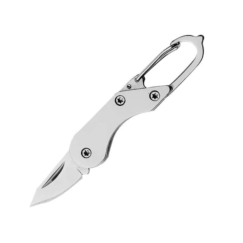 CEPLO Foldable Knife, Carbon Steel Blade, Silver, Manual, Multipurpose, with Key Chain, for Kitchen, Home, Travel and Office