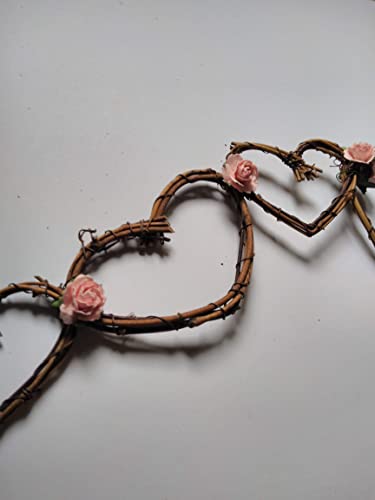 Vine Garland in Hearts and Pink Roses for Rustic Bridal Shower, Weddings in Choice of Length4