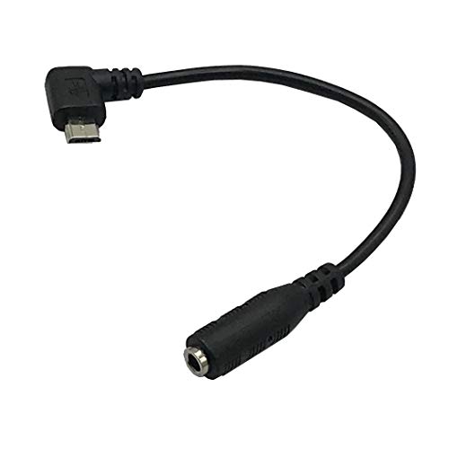 Seadream Micro USB to 3.5mm Jack Audio Cable Cord,Right Angle, for Active Clip Mic Microphone Convert Adapter,6inch (Black 2Pcs) image 4
