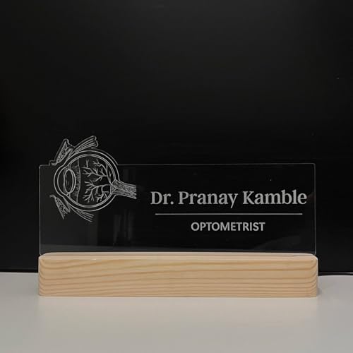 Image of Personalized Acrylic Desk Name Lamp for Optometrist | Custom LED Light with Name, Designation & Clinic Logo | Best Birthday Gift for ENT, Ophthalmologist, Eye Specialist, Optician, Vision Care Doctor (10 x 6 inch) (For Eye Doctor)