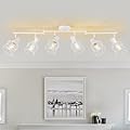 WILON Track Lighting Fixtures, 6 Light Kit Flush Mount Ceiling Spotlight, White Kitchen Light, Flexibly Rotatable Head, E26 Base