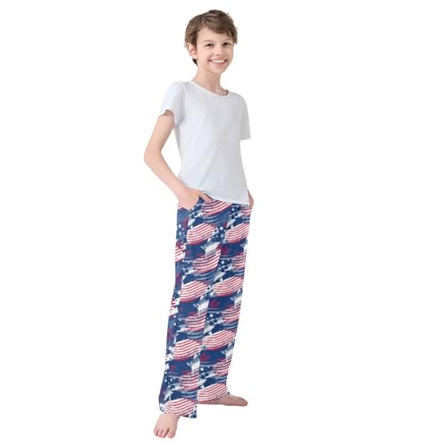 Boys' Pants USA Flag Print Long Bottoms Jogger Pants Elastic Waist Trousers with Pockets S-XL4