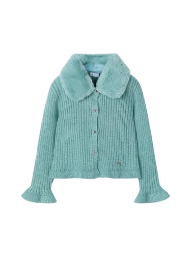 Mayoral Faux Fur Collar Cardigan for Girls H. Emerald