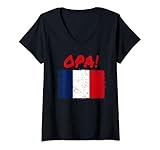 Photo Gallery donna opa! funny traditional greek french flag quote maglietta con collo a v Photo Gallery donna opa! funny traditional greek french flag quote maglietta con collo a v
