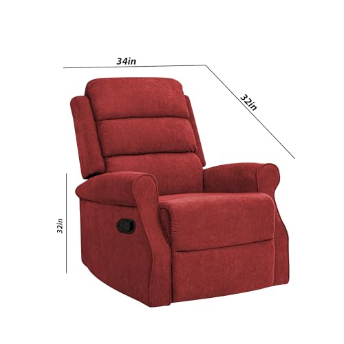 Image of Comfy Fabric 1 Seater Recliner Sofa, Premium Upholstery with Soft Padding & Comfortable Cushions, Manual Recliner Chair for Home & Living Room | Maroon