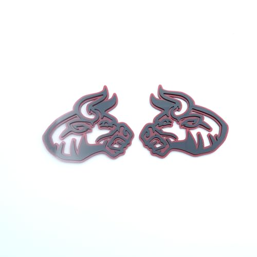 Image of 2Pc Angry Bull Badge 3D Emblem Custom Sticker Nameplate Replacement for Universal Car Body Motorcycle SUV Door Window Decoration (Redline)