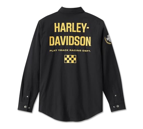 Harley-Davidson Men's Long Sleeve Button Shirt, Fairing, Black - 96461-24VM2